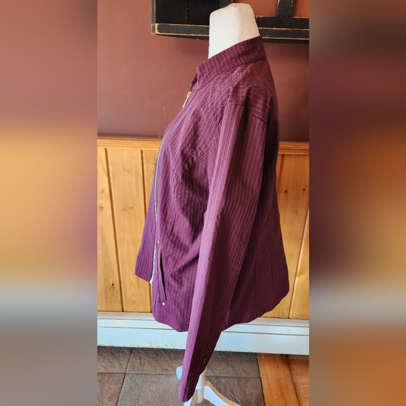 Christopher & Banks Plum Mock Neck Lightweight Jacket Purple Size XL - Picture 2 of 10